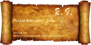 Rozenberger Ida névjegykártya